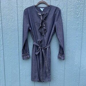 Draper James Chambray Ruffle Shift Dress Dark Wash Size 14